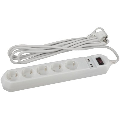 Сетевой фильтр Эра USF-5es-1.5m-USB-W Б0019037