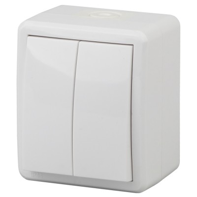 Выключатель двухклавишный ЭРА Эксперт 10AX 250V IP54 11-1404-01 Б0020675