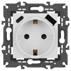 Розетка со шторками с USB type-A+C Эра Elegance 14-4108-01 Б0067736