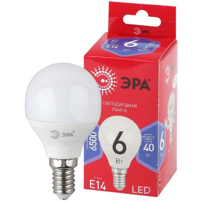 Лампа светодиодная Эра E14 6W 6500K LED P45-6W-865-E14 R Б0045356