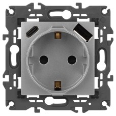 Розетка со шторками с USB type-A+C Эра Elegance 14-4108-03 Б0067741