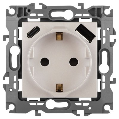 Розетка со шторками с USB type-A+C Эра 12-4108-15 Б0067767