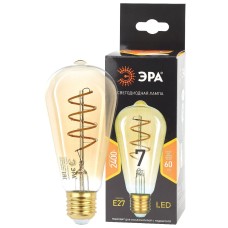 Лампа светодиодная Эра E27 7W 2400K F-LED ST64-7W-824-E27 spiral gold Б0047665