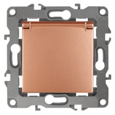 Розетка 2P+E Schuko со шторками с крышкой Эра 12-2103-14 Б0019329