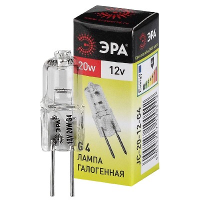 Лампа галогенная Эра G4 20W 3000K G4-JC-20W-12V C0027369