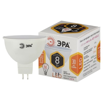 Лампа светодиодная Эра GU5.3 8W 2700K LED MR16-8W-827-GU5.3 Б0057002