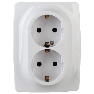 Розетка 2x2P+E Schuko со шторками Эра 12-2108-01 Б0036442