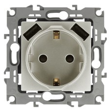 Розетка 2P+E со шторками и 2xUSB Эра 12-4109-15 Б0047849