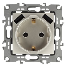 Розетка 2P+E со шторками и 2xUSB Эра 14-4109-04 Б0047870