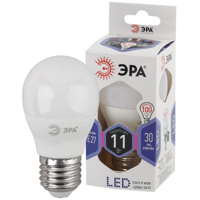 Лампа светодиодная Эра E27 11W 6000K LED P45-11W-860-E27 Б0032991