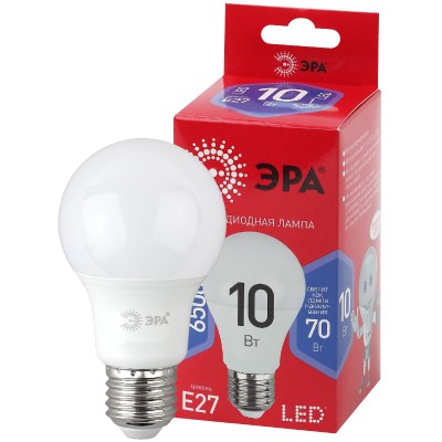 Лампа светодиодная Эра E27 10W 6500K LED A60-10W-865-E27 R Б0045324