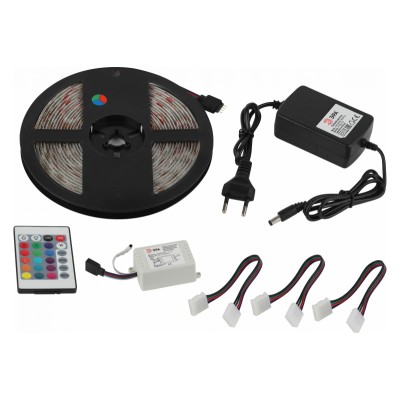 Светодиодная влагозащищенная лента ЭРА 14,4W/m 60LED/m 5050SMD RGB 5M 5050kit-14,4-60-12-IP65-RGB-5m Б0043070