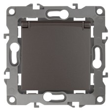 Розетка 2P+E Schuko со шторками с крышкой Эра 12-2103-13 Б0019328