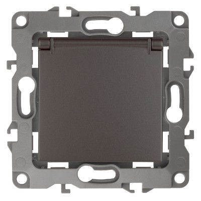 Розетка 2P+E Schuko со шторками с крышкой Эра 12-2103-13 Б0019328