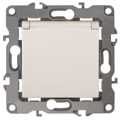 Розетка 2P+E Schuko со шторками с крышкой Эра 12-2103-02 Б0014694