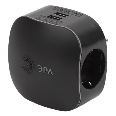 Разветвитель электрический Эра SP-3e-USB-BLACK Б0046364