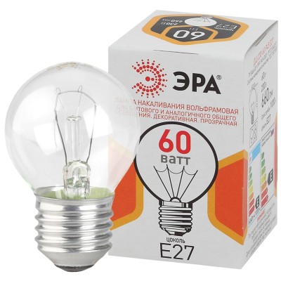 Лампа накаливания Эра E27 60W ДШ 60-230-E27-CL Б0039139