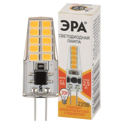 Лампа светодиодная Эра G4 2,5W 2700K LED-JC-2,5W-220V-SLC-827-G4 Б0049091