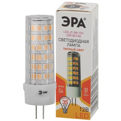Лампа светодиодная Эра G4 5W 2700K LED JC-5W-12V-CER-827-G4 Б0049087