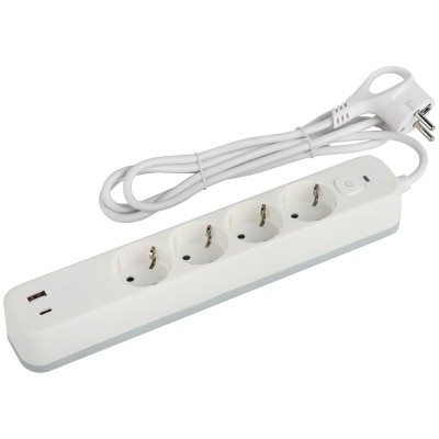 Сетевой фильтр Эра USF-4es-3m-2xUSBAC-W Б0059573