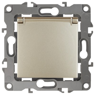 Розетка с заземлением и со шторкой, без рамки с крышкой Эра Эра 12 12-2103-04