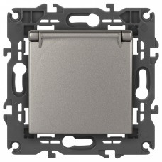 Розетка с заземлением и со шторкой, без рамки с крышкой Elegance 14-2103-16