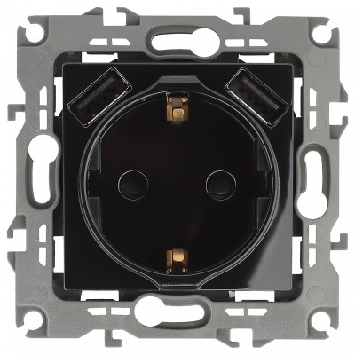 Розетка с заземлением и со шторкой и 2хUSB, без рамки Эра Эра 12 12-4109-06