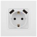 Розетка с заземлением и со шторкой и 2хUSB, без рамки Эра Эра Elegance 14-4109-01