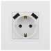 Розетка с заземлением и со шторкой и 2хUSB, без рамки Эра Эра Elegance 14-4109-01М