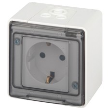 Розетка с заземлением и со шторкой, с крышкой Эксперт 11-2502-01