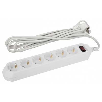 Удлинитель с выключателем Эра  USF-6es-1,5m-W-BOX