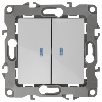 Выключатель двухклавишный с подсветкой без рамки 12 12-1004-06