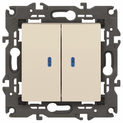 Выключатель двухклавишный с подсветкой без рамки Elegance 14-1105-02