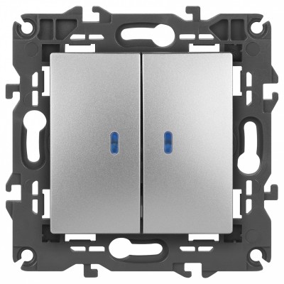 Выключатель двухклавишный с подсветкой без рамки Elegance 14-1105-03