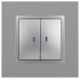 Выключатель двухклавишный с подсветкой без рамки Elegance 14-1105-03