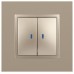 Выключатель двухклавишный с подсветкой без рамки Elegance 14-1105-04