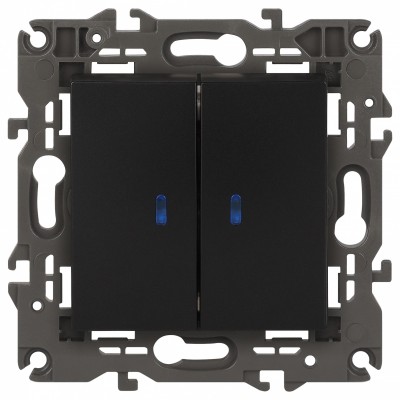 Выключатель двухклавишный с подсветкой без рамки Elegance 14-1105-05