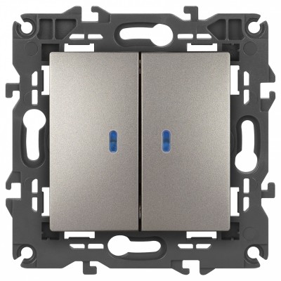 Выключатель двухклавишный с подсветкой без рамки Elegance 14-1105-16