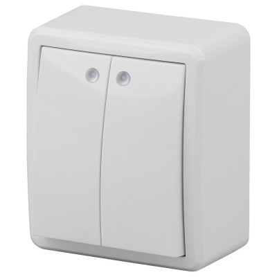 Выключатель двухклавишный с подсветкой Эра 11-1205-01