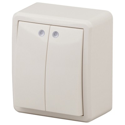 Выключатель двухклавишный с подсветкой Эра 11-1205-02