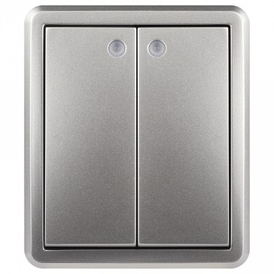 Выключатель двухклавишный с подсветкой Эра 11-1205-03