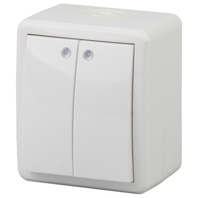 Выключатель двухклавишный с подсветкой Эра 11-1405-01