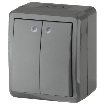 Выключатель двухклавишный с подсветкой Эра 11-1405-03