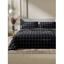 Постельное бельё Этель 1.5 сп «Клетка», чёрное, 143×215, 150×214, 50×70 см-2 штуки, бязь, 125 г/м²