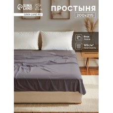 Простыня Этель 200х215, цвет серый, 100% хлопок, бязь 125г/м2
