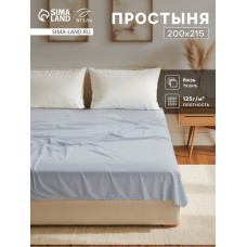Простыня Этель 200х215, цвет светло-серый, 100% хлопок, бязь 125г/м2