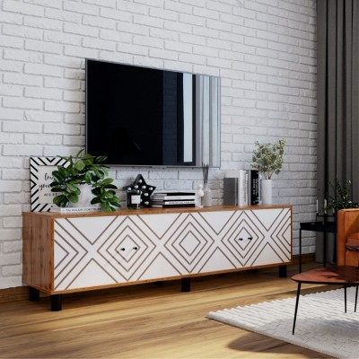 Тумба для ТВ HYGGE Ромб1844х451х530, цвет дуб / белый