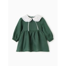 Платье с воротничком Крошка Я Linen, 74-80, зеленый