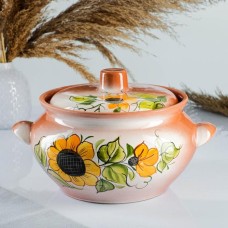 Жаровня Кунгурская керамика, 3 л, с ручками, керамика, разноцветная