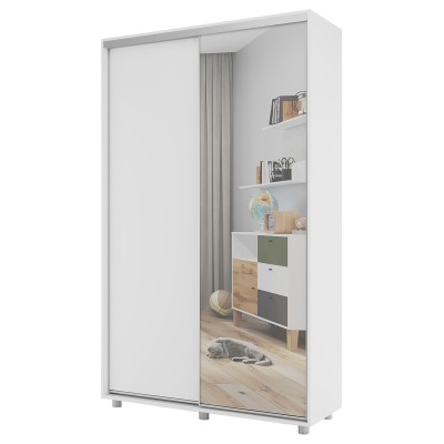  Шкаф-купе PRIME, 160х45х230 Белый с зеркалом 